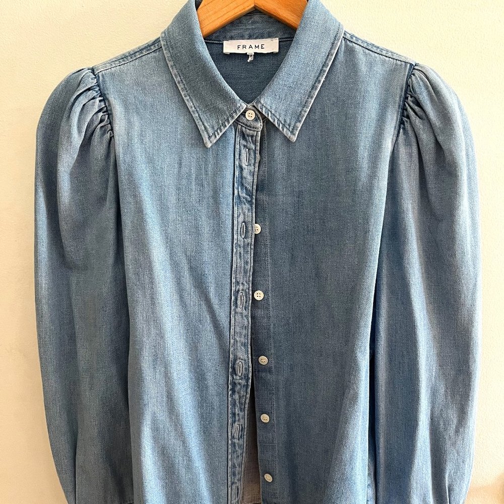 Frame Puff Sleeve Denim Shirt